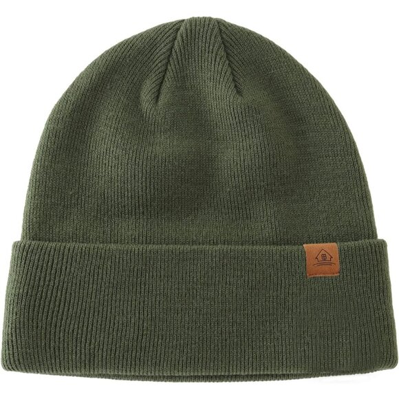 Men Green Winter Hats Acrylic Knit Cuff Beanie Cap Warm Women Beanie Hat - Picture 2 of 6